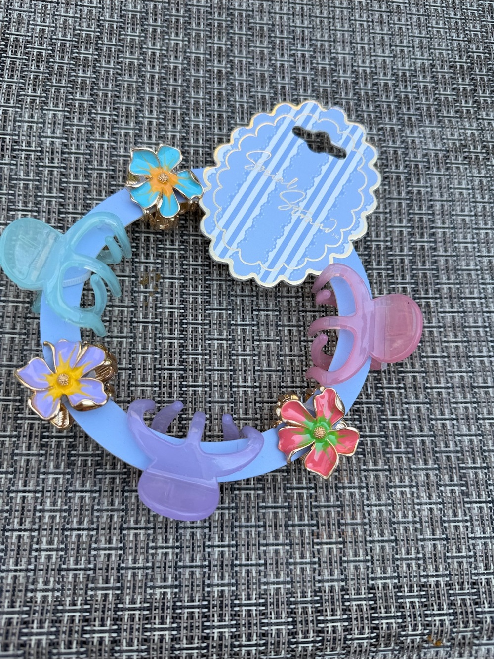 Floral Pastel Mini Hair Claw Clips Set - Lavender, Pink, Aqua